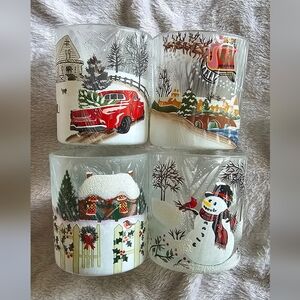 S/4 Frosted Glass Votives with Tealights and Gift Bags by Valerie - Christmas